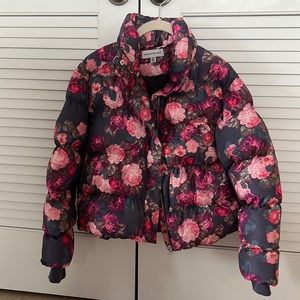 Something Navy Floral Puffer Jacket